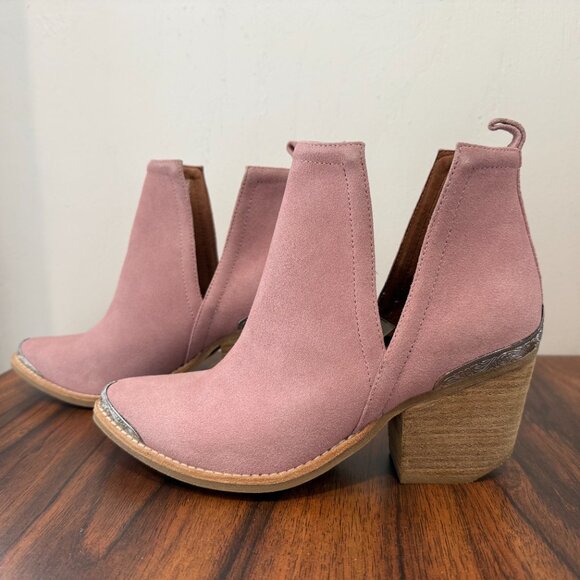 NWB Jeffrey Campbell Cromwell Suede Ankle Boots Pink Size 7 - Picture 2 of 7